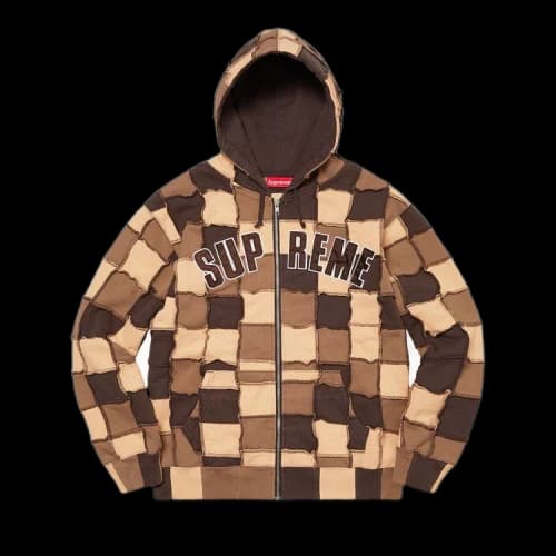 Supreme Reverse Patchwork Zip Up Hooded Sweatshirt 'Brown'
