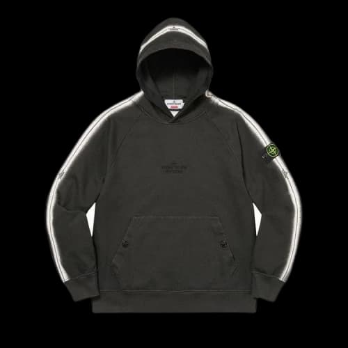 Supreme x Stone Island Stripe Hooded Sweatshirt 'Black'