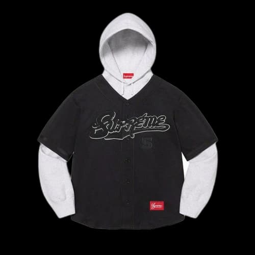 Supreme Baseball Jersey Hooded Sweatshirt 'Black'