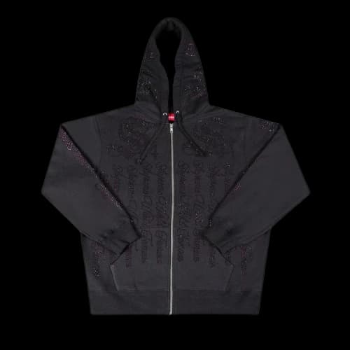 Supreme Rhinestone Zip Up Hooded Sweatshirt 'Black'