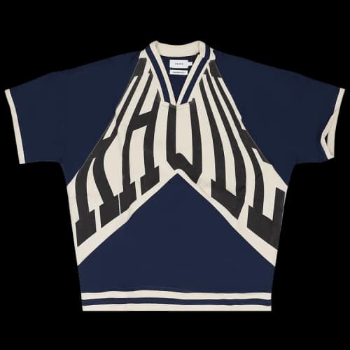 Rhude Front Print Rhacer Polo Shirt 'Navy/Cream'