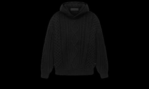 Fear of God Essentials Cable Knit Hoodie Black