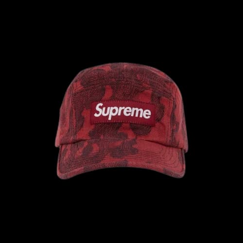 Supreme Flames Jacquard Denim Camp Cap 'Washed Red'