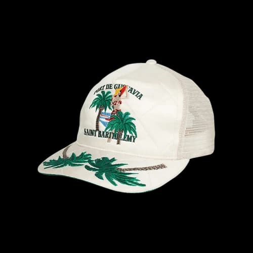 Rhude Palm Tree Quilted Satin Hat 'Ivory'