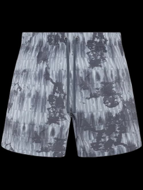 AMIRI Tie Dye All Over Logo Swim Shorts Grey