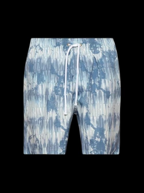 AMIRI Tie Dye All Over Logo Swim Shorts Blue