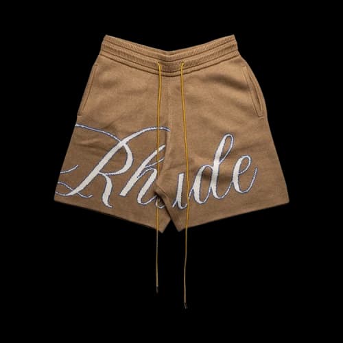 Rhude Script Logo Knit Short 'Ivory/Tan'