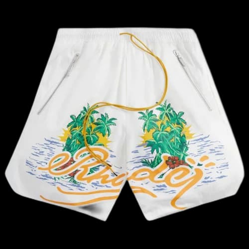 Rhude Palms Logo Shorts 'White'