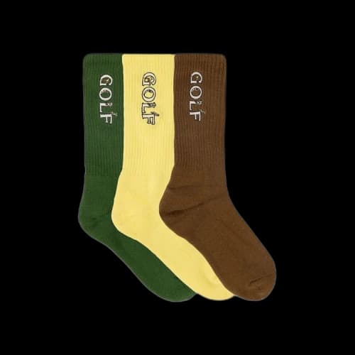 GOLF WANG Playground Sock (3 Pack) 'Elfin Yellow/Greener Pastures/Bison'