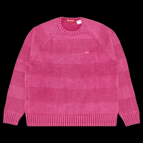 Supreme Small Box Stripe Sweater 'Fuchsia'
