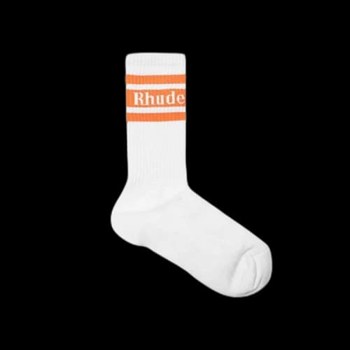 Rhude Striped Logo Sock 'White/Orange'