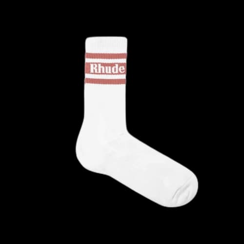 Rhude Striped Logo Sock 'White/Pink'