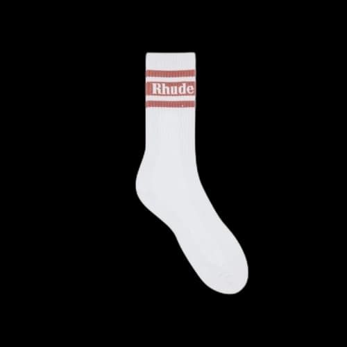 Rhude Striped Logo Sock 'White/Pink'