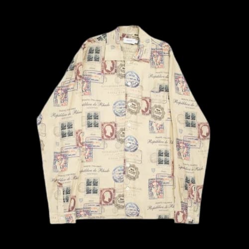 Rhude Passport Stamp Print Shirt 'Beige/Multicolor'
