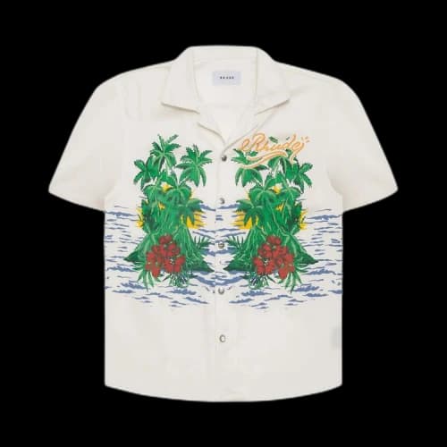 Rhude Palmas Snap Shirt 'Off White'