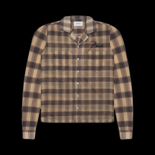 Rhude Sheer Plaid Button Down 'Tan'