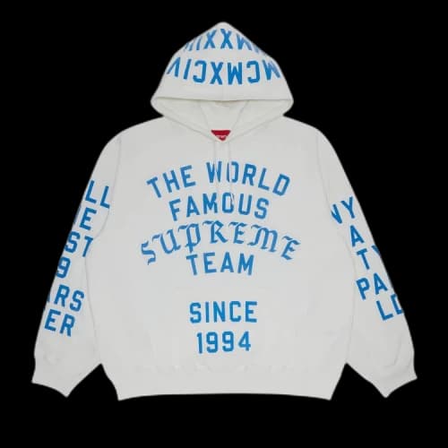 Supreme Team Flocked Hooded Sweatshirt 'White'