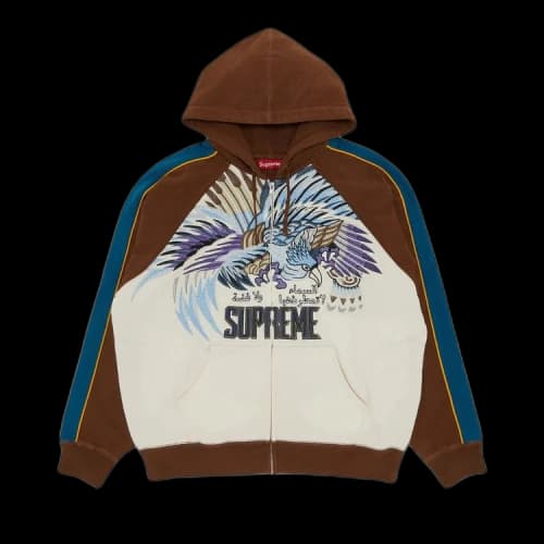 Supreme Falcon Raglan Zip Up Hooded Sweatshirt 'Natural'