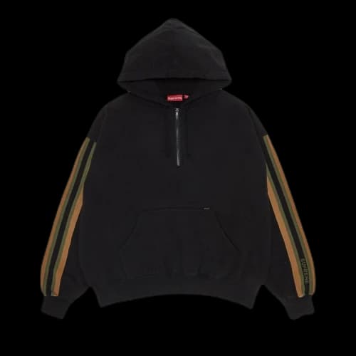 Supreme Half Zip Hooded Sweatshirt 'Black'