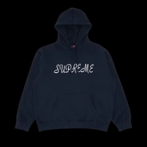 Supreme Script Hooded Sweatshirt 'Navy'