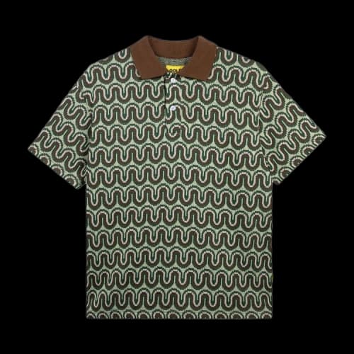GOLF WANG Stripe Knit Polo 'Green Combo'