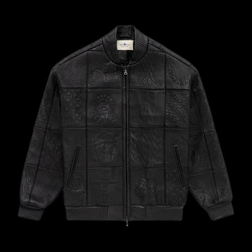 Aimé Leon Dore Embroidered Leather Bomber 'Jet Black'
