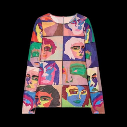 KidSuper Faces Printed Mesh Shirt 'Blue'