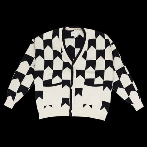Rhude Chevron Checkered Knit Cardigan 'Black/Cream'