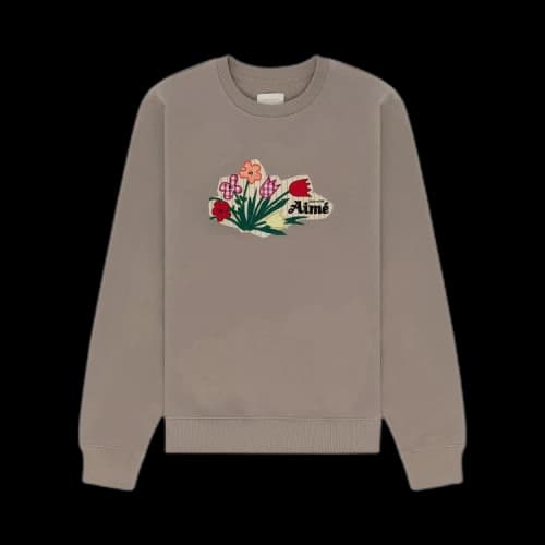 Aimé Leon Dore Floral Appliqué Crewneck Sweatshirt 'Laurel Oak'