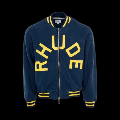 Rhude Oversized Logo Terry Varsity 'Navy/Yellow'