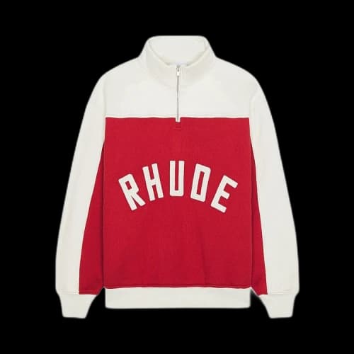 Rhude Contrast Quarter Zip Varsity 'Red/Cream'