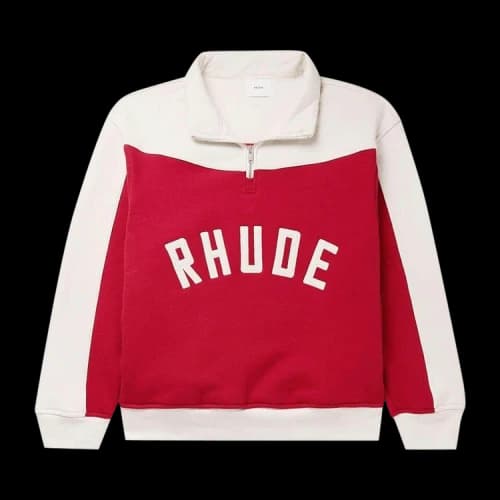 Rhude Contrast Quarter Zip Varsity Jacket 'Midnight Blue/Cream'