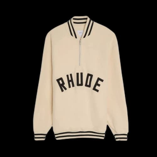 Rhude Quarter Zip Varsity Jacket 'Cream/Black'