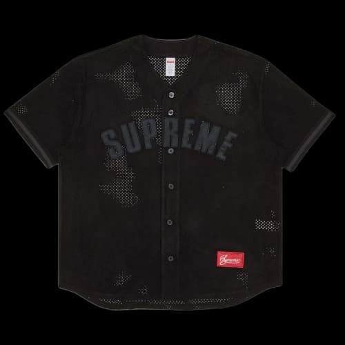 Supreme Ultrasuede Mesh Baseball Jersey 'Black'