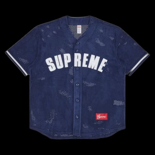 Supreme Ultrasuede Mesh Baseball Jersey 'Navy'