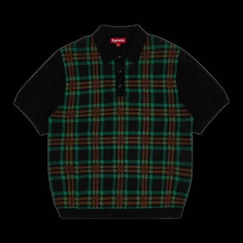 Supreme Plaid Knit Short-Sleeve Polo 'Black'