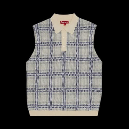 Supreme Plaid Knit Short-Sleeve Polo 'White'