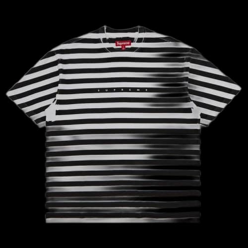 Supreme Overprint Stripe Short-Sleeve Top 'Black'
