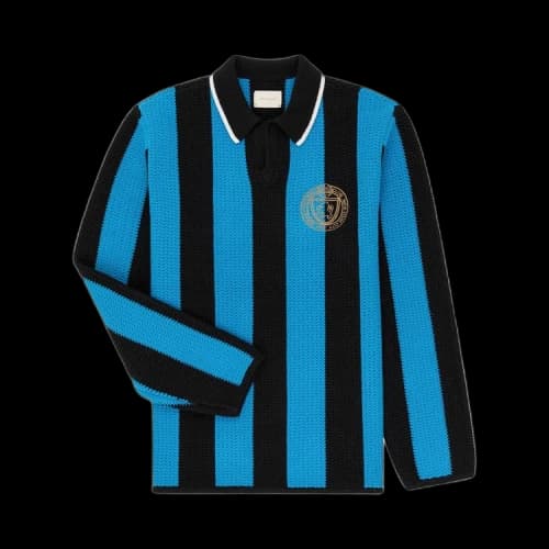 Aimé Leon Dore Long-Sleeve Knit Soccer Jersey 'Black/Powder Blue'