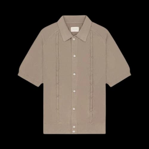 Aimé Leon Dore Pointelle Cardigan Polo 'Pale Khaki'