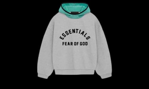 Fear of God Essentials Nylon Fleece Hoodie Light Heather Grey/Mint Leaf