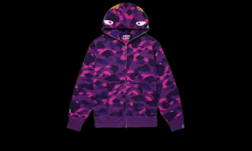 BAPE Color Camo Shark Full Zip Hoodie Purple