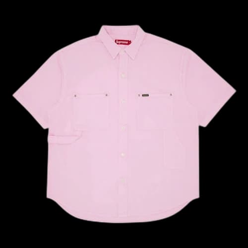 Supreme Loose Fit Short-Sleeve Denim Painter Shirt 'Pink'