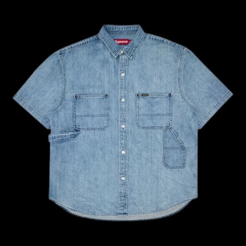 Supreme Loose Fit Short-Sleeve Denim Painter Shirt 'Washed Blue'