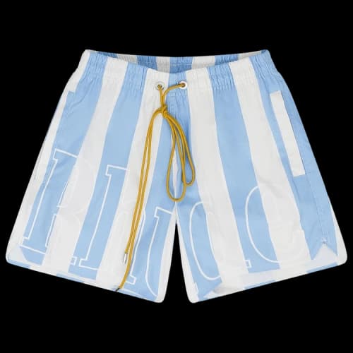 Rhude Logo Striped Swim Trunks 'Blue'
