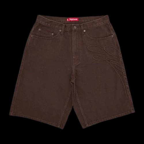 Supreme Script Baggy Denim Short 'Brown'