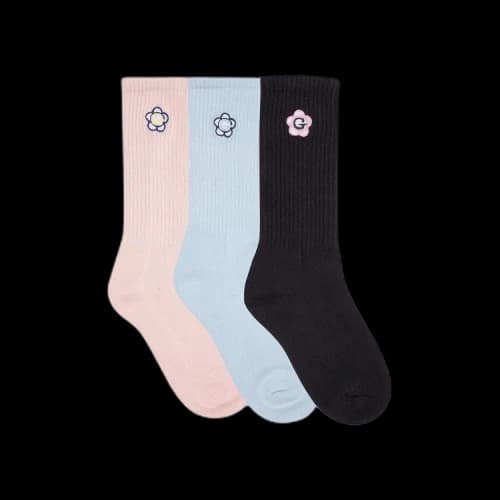GOLF WANG Gayola Socks (3 Pack) 'Light Pink/Light Blue/Black'