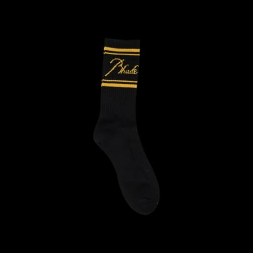 Rhude Script Logo Socks 'Black/Yellow'