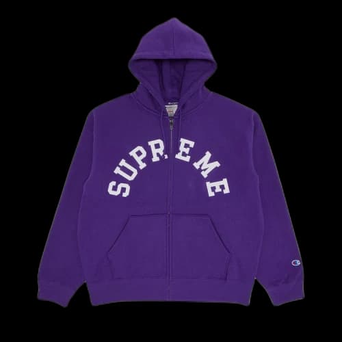 Supreme x Champion Zip Up Hooded Sweatshirt 'Purple'