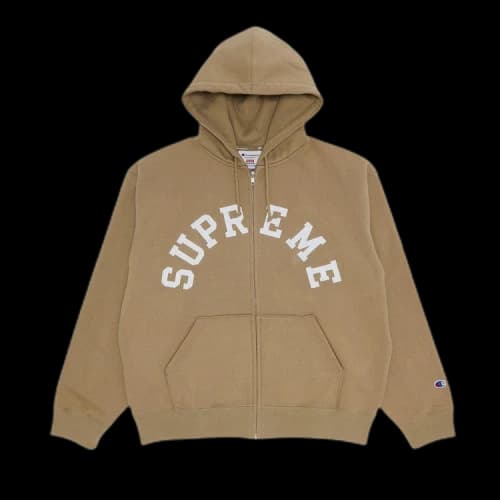 Supreme x Champion Zip Up Hooded Sweatshirt 'Tan'